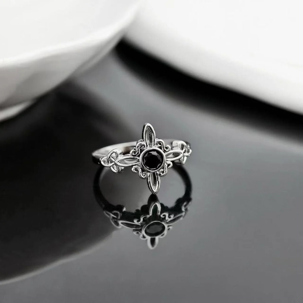 925 Sterling Silber Magic Knot Schwarz Zirkon Schöne Ringe Für Frauen, Verlobung, Hochzeit Weibliche Vintage Luxus Schmuck Zubehör