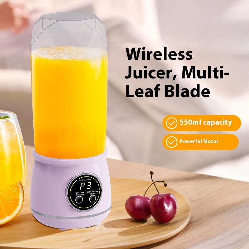 Elektrischer Entsafter, USB-Aufladbarer Digitaler Mixer, Tragbarer Entsafter, Geeignet für Smoothies, Milchshakes und Fruchtsäfte