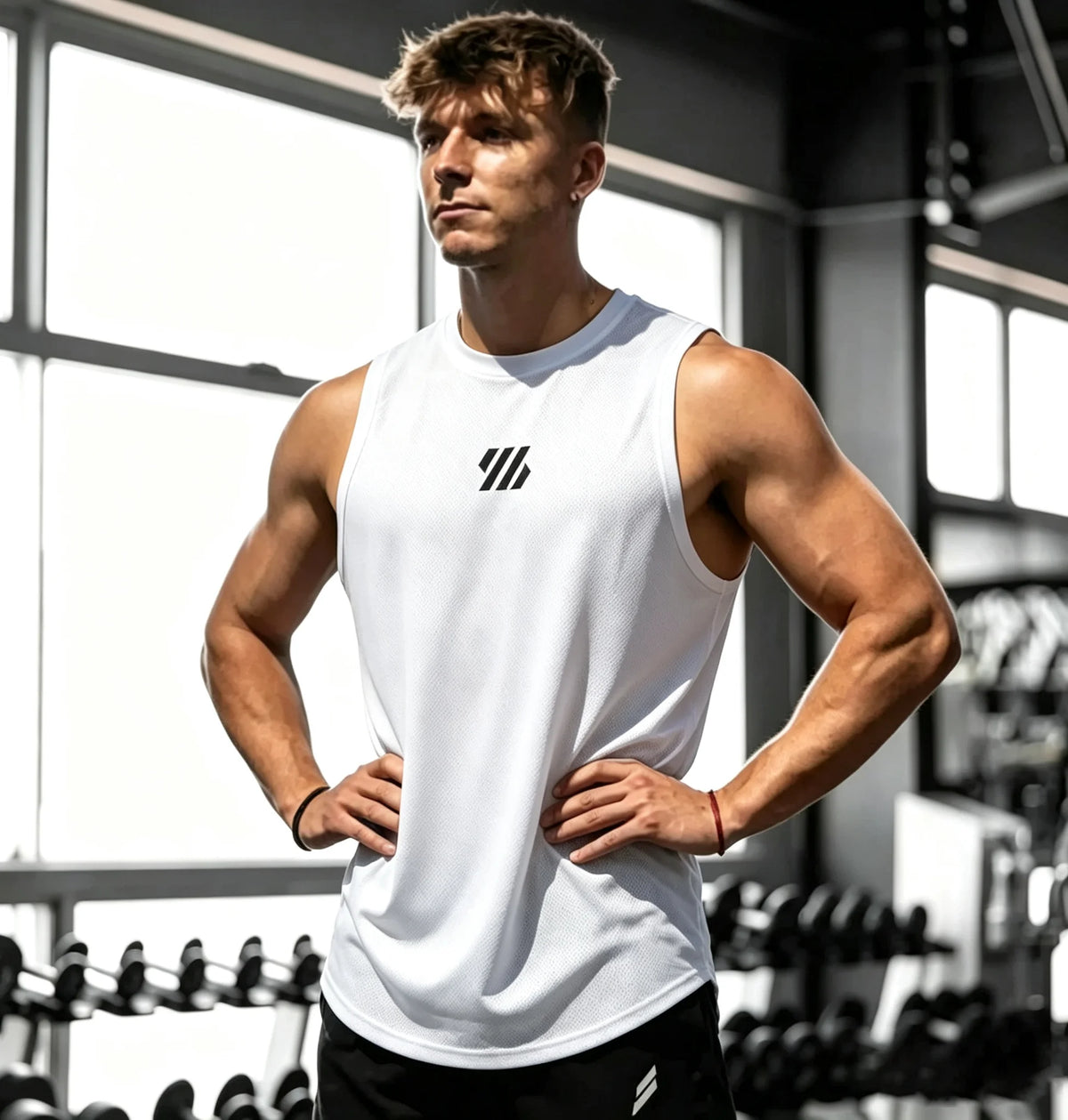Ärmelloses T-Shirt für Herren Schnelltrocknend Fitness Bodybuilding Shirt Männliche Mode Basketball-Weste Atmungsaktives Netzgewebe Sommer Gym Tanktop für Männer