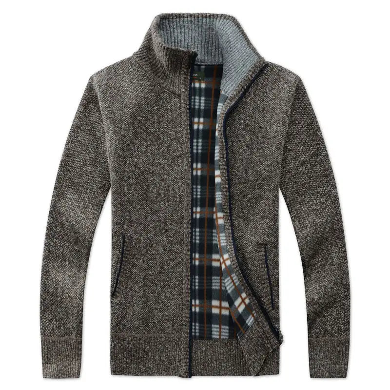 Männer Plaid Strickjacke V-ausschnitt Fleece Pullover männer Herbst Kleidung Klassische Strickjacken Jacke Taste Herren Stricken Outwear