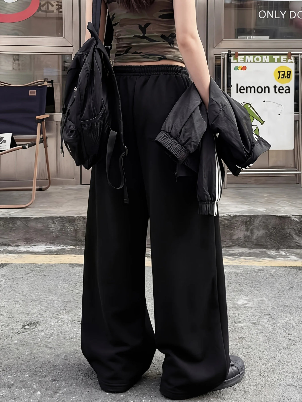 Damen Streetstyle Lässige Jogginghose mit Schriftzug – Neuheiten für den Frühling, Fleece, Lockerer Schnitt, Streetwear, Oversized
