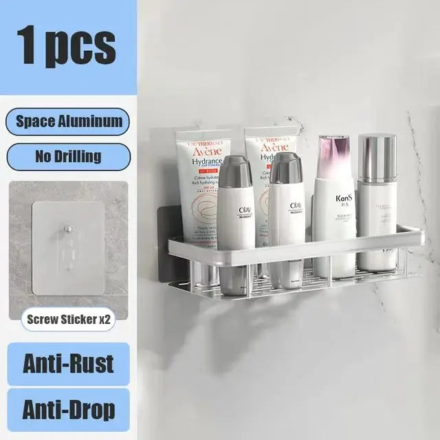 Bad Regal Kein Bohren Wand Montiert Shampoo Flasche Dusche Ecke Rack Wc Lagerung Rack Aluminium Bad Küche Zubehör