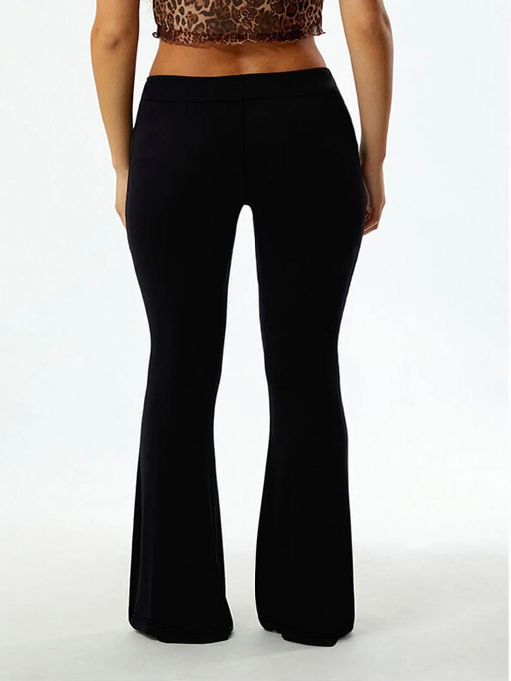 2026 Minimalistische Elegante Schlaghose für Damen Normale Taille Atmungsaktiv Schlankheitsfördernd Schwarz Büro Casual