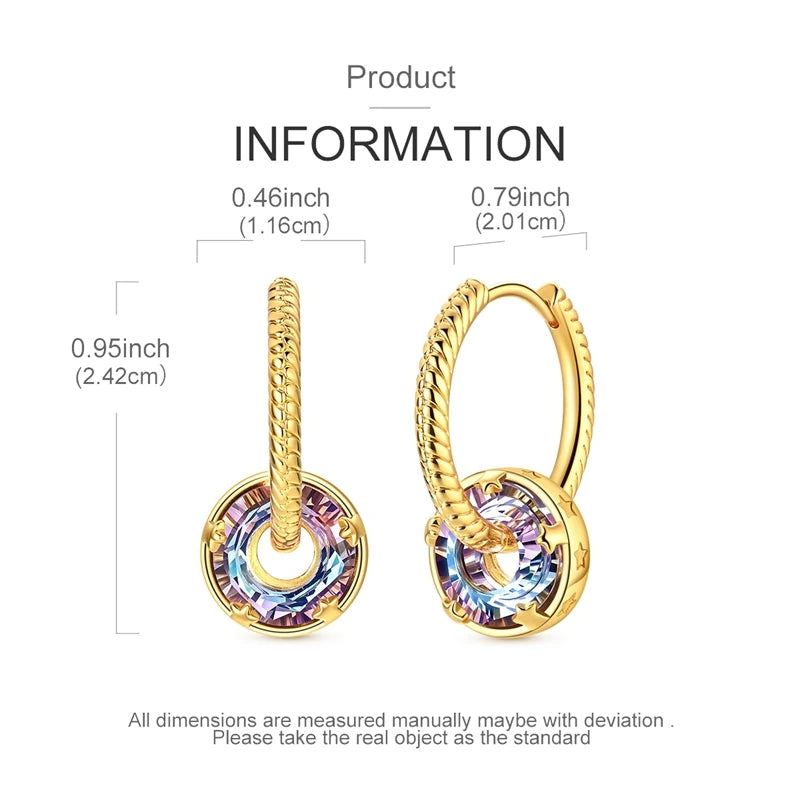 Original 925 Sterling Silber Gold Schlange Muster Abnehmbare Kristall Kreis Zirkon Creolen Für Frauen Partei Schmuck Geschenk