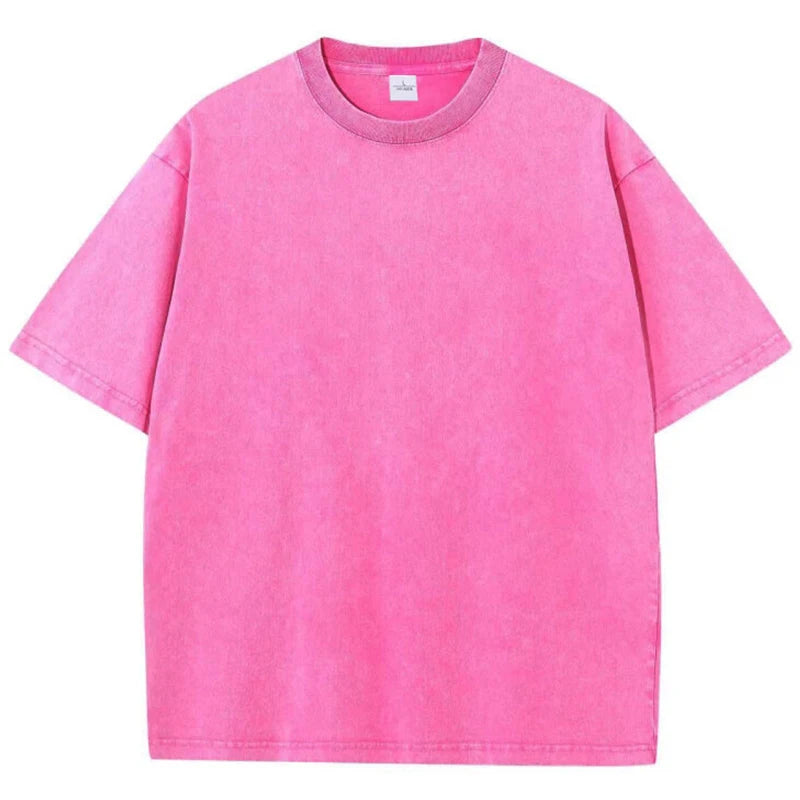Mode Frauen Baumwolle Solide Gewaschen T-shirts Lose Oansatz T-shirts Straße Casual Komfortable Kurzarm Tops Weibliche Kleidung