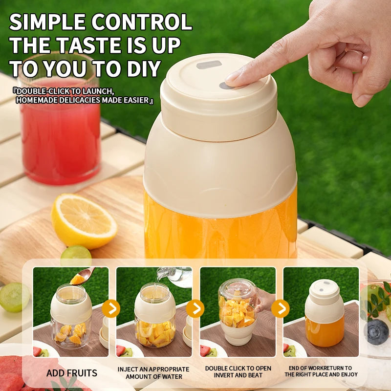 Entsafter, Elektrischer Entsafter, 800ml Wiederaufladbarer Saftbecher-Mixer, Geeignet für Milchshake-Maschine, Sandeis-Maschine