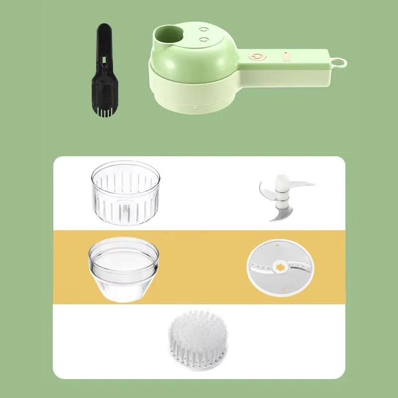 4in1 Elektrische Gemüse Cutter Hause Handheld Drahtlose Elektrische Knoblauch Stampfer Lebensmittel Chopper Fleischwolf Obst Schäler Lebensmittel Slicer