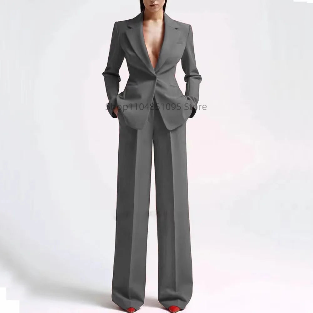 Neue elegante Hosenanzüge für Damen im Western-Stil, einfarbiges 2-teiliges Set, das Ihre Silhouette für den Alltag und die Freizeit ausglättet.