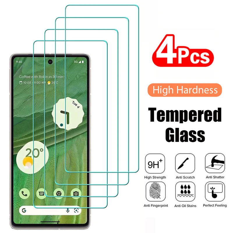4 Stück Gehärtetes Glas für Google Pixel 9 10 8 Pro 9A 8A 7 7A Schutzfolie Transparenter Displayschutz Glasfilm