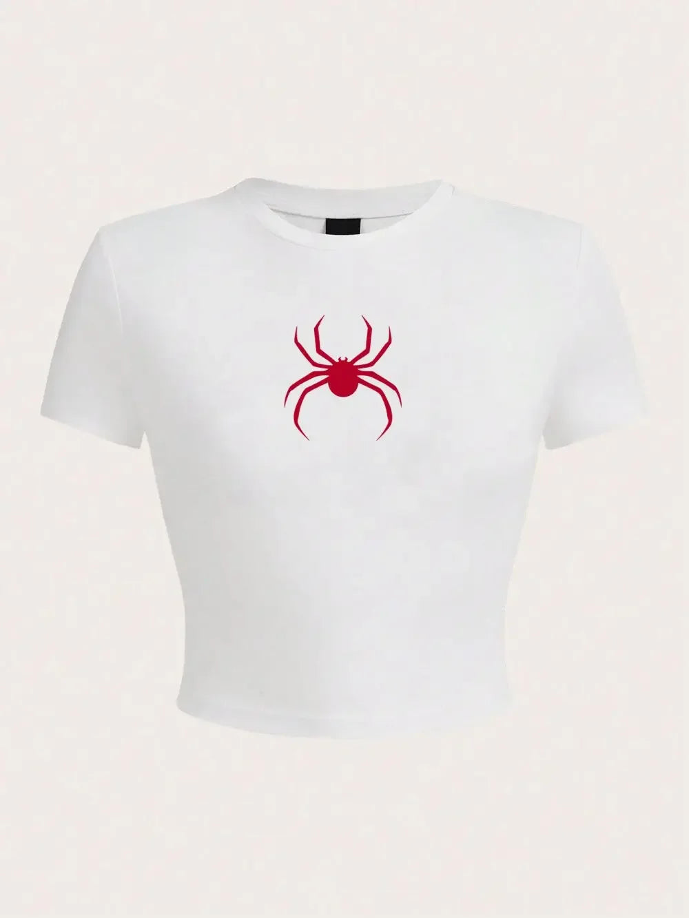 Einfache Rote Spinne Drucke Crop T-Shirt Straße Gestellte Nabel Frauen Kurzarm Bequeme Atmungsaktive Stretch Weiche Weibliche Kleidung