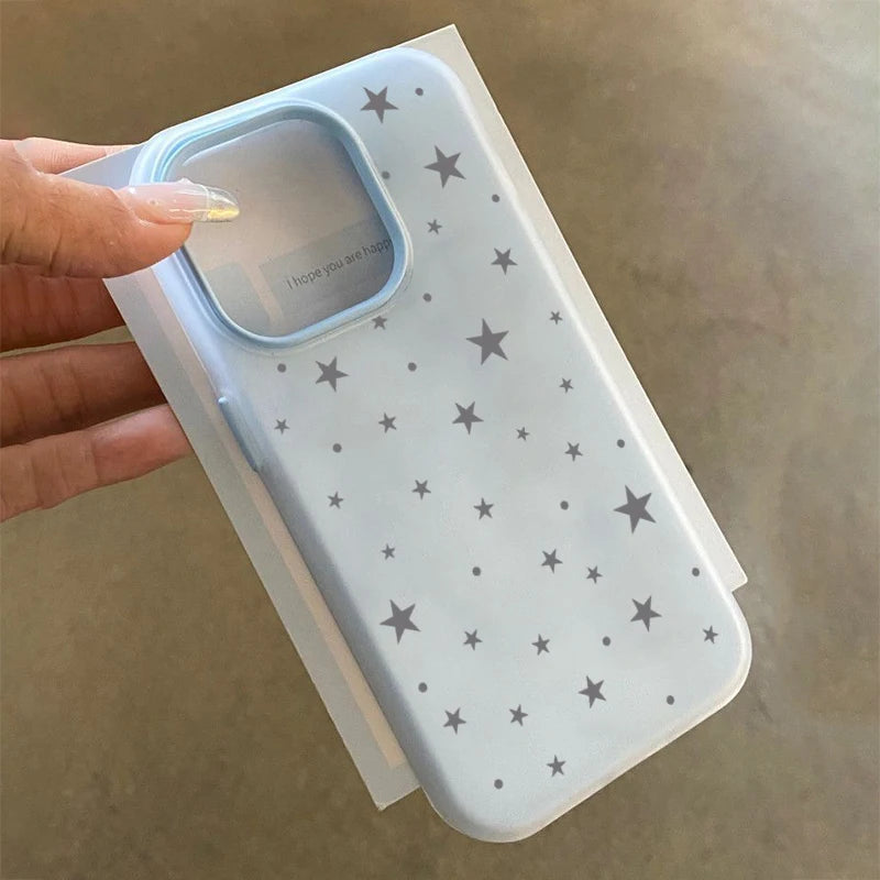 Entzückende Stern-Süßigkeitsfarben-Handyhülle für iPhone 17 Air 16 15 14 13 Pro Max 11 12 X XR XS Max 16E 7 8 Plus 2 IN1 Soft Matte Cover