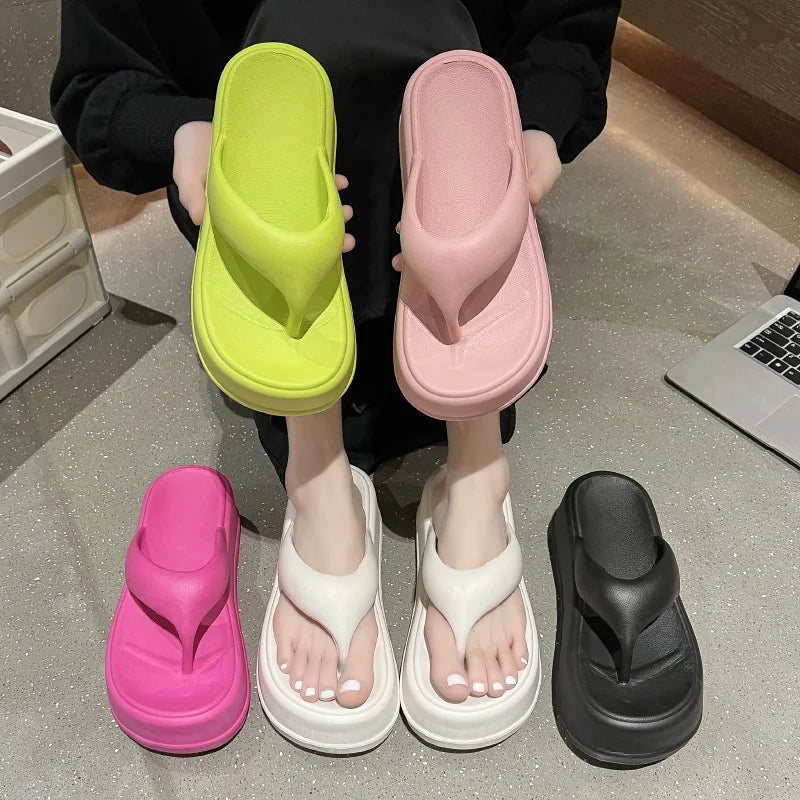 Kidmi Frauen Plattform Sandalen Frauen Flip-flops EVA Heels Sandalen Für Frauen Mode Strand Rutschen Outdoor Weiche Ferse Wolke hausschuhe