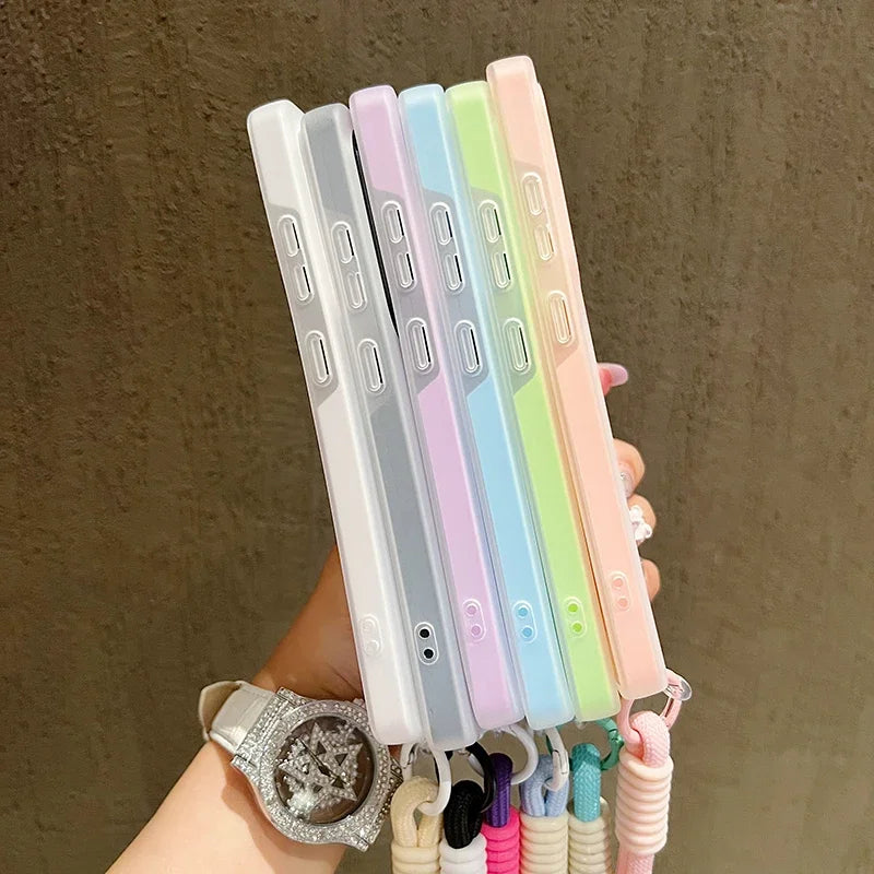 Candy Farbe Matte Für Magsafe Lanyard Weiche Telefon Fall Für Samsung Galaxy S24 FE S25Edge S22 S23 FE Plus S25 Ultra magnetische Abdeckung