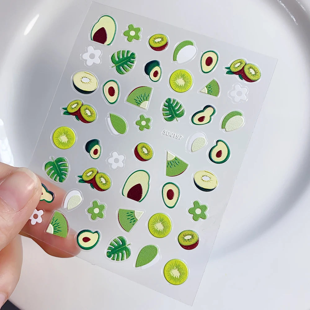 1Pc Kawaii Rote Kirsche Bogen Nail art Aufkleber Nette Sommer Obst Erdbeere Kirsche Klebe Aufkleber 8*10cm slider Nail art Dekoration