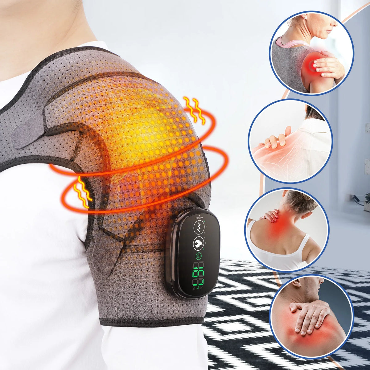 Elektrische Heizung Schulter Massage Zurück Schulter Brace Schulter Unterstützung Einstellbare Led Heiße Kompresse Heizung Gürtel