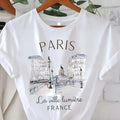 Y2k T-Shirt Paris Damen Print T-Shirt Mädchen Kurzarm Rundhalsausschnitt Casual Top für Sommer Frühling Damenbekleidung