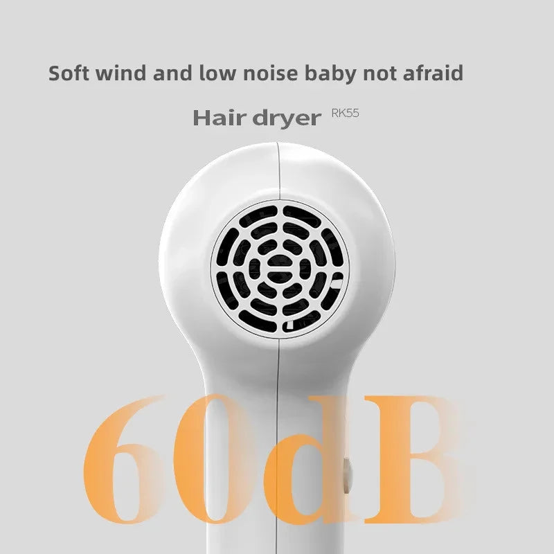 Drahtloser Kinder-Haartrockner, klein, universell, 60 W, Diffusor, Baby, geräuschlos, konstante Temperatur, leise für Haare und Gesäßblasen