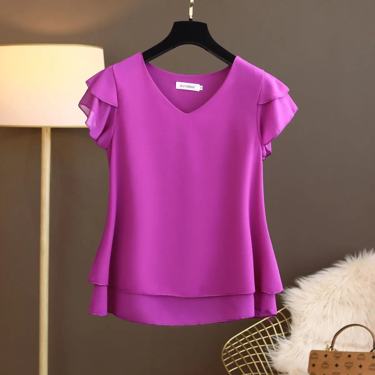 2026 sommer Neue Frauen Bluse V-ausschnitt Chiffon Hemd Lose Weibliche Kurzarm Bluse Übergroßen Shirts Frauen Tops Blusas Mujer De