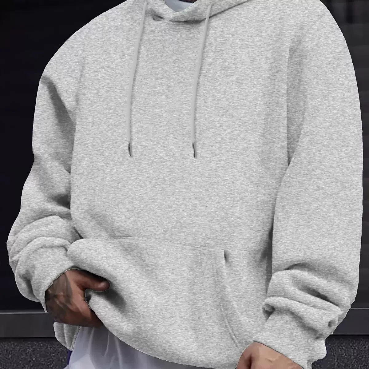 Herren Casual Kapuzenkragen Kordelzug Hoodies Sweatshirts Langarmshirts Outdoor Streetwear Einfarbig Leichter Pullover