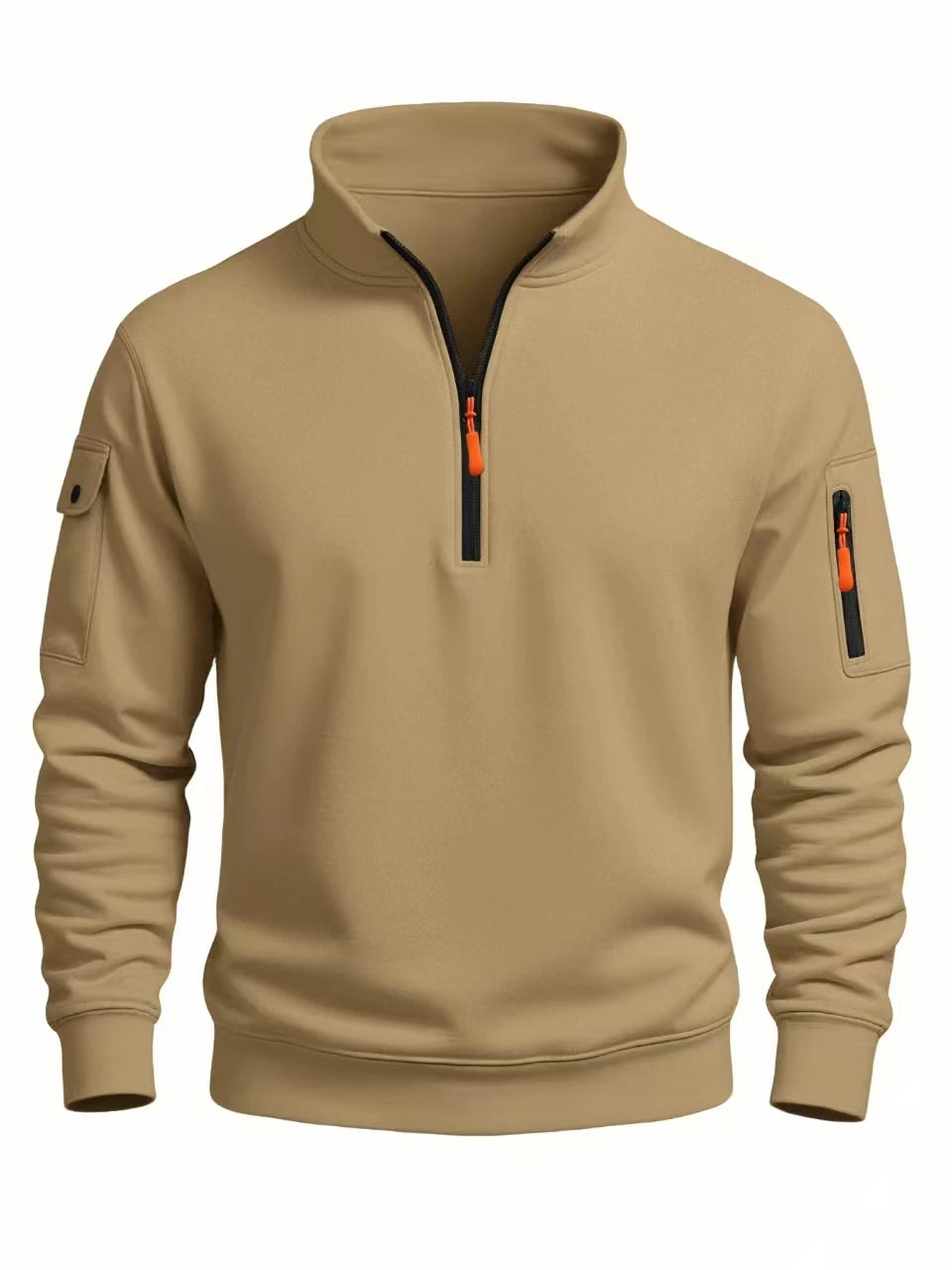 Herren-Sweatshirt 2025, Herbst und Winter, neues lässiges, sportliches, langärmliges, hochgeschlossenes, winddichtes Oberteil mit halbem Reißverschluss