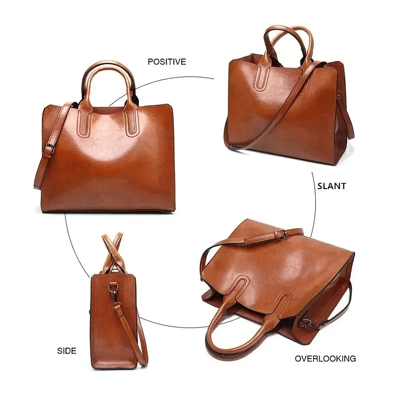 Damen handtaschen Einkaufstasche weiches Pu Leder Retro Designer große Kapazität lässig Damen Schulter Umhängetasche
