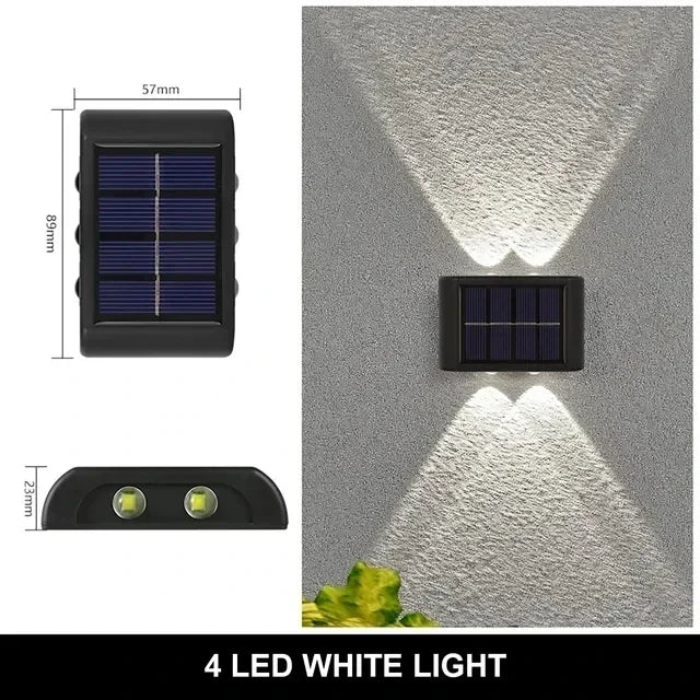 Solar-Außenwandleuchte, 12 LEDs, wasserdicht, Gartenleuchte, Hofbalustrade, dekorative Atmosphärenlampe, nach unten leuchtende Solarlampe