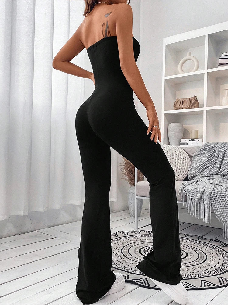 Damen-Overall mit Korsett, schlicht, einfarbig, schmale Modelle, Hüftlifting-Design, modische, einteilige, ausgestellte Hose
