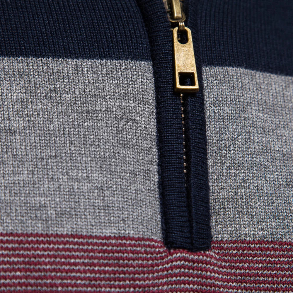 AIOPESON Herren-Pullover aus Baumwolle mit Stehkragen, Stehkragen, Viertelreißverschluss, Pullover, Herbst und Winter, warm, gesellschaftlicher Freizeitpullover für Herren