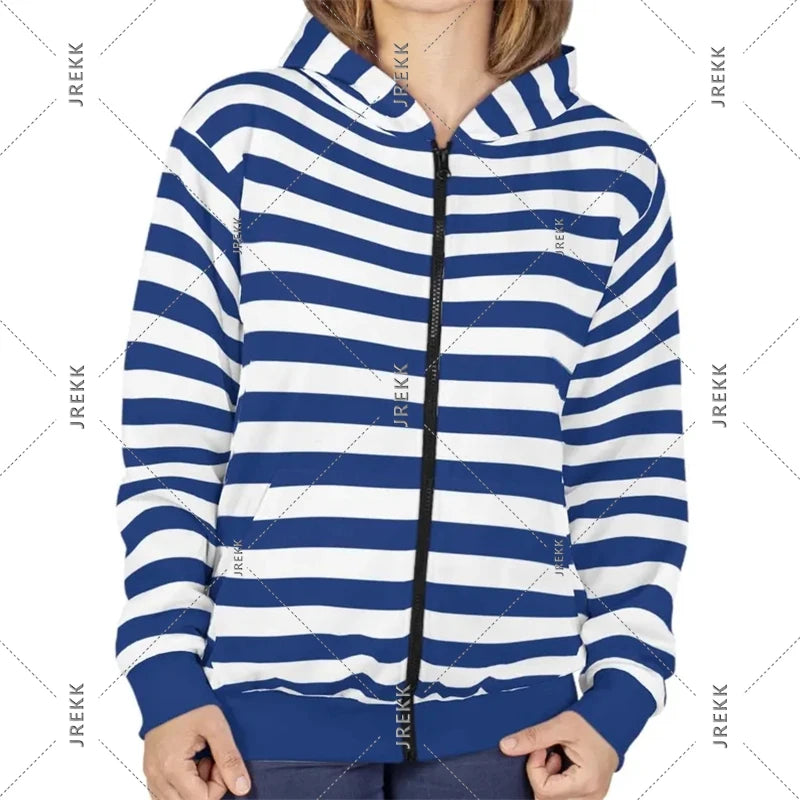 2025 Essentials Kapuzenpullover mit Reißverschluss, gestreift, klassische Mode, Streetwear, Kapuzenmantel, satte Farbauswahl, Frühling, lässig, lockeres Sweatshirt