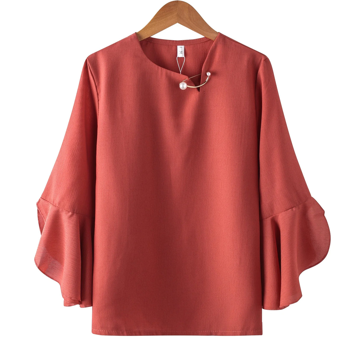 Frauen Chiffon Rüschen Bluse Flare Hülse Hemd Frauen Rundhals Casual Frauen Sommer Tops Und Blusen