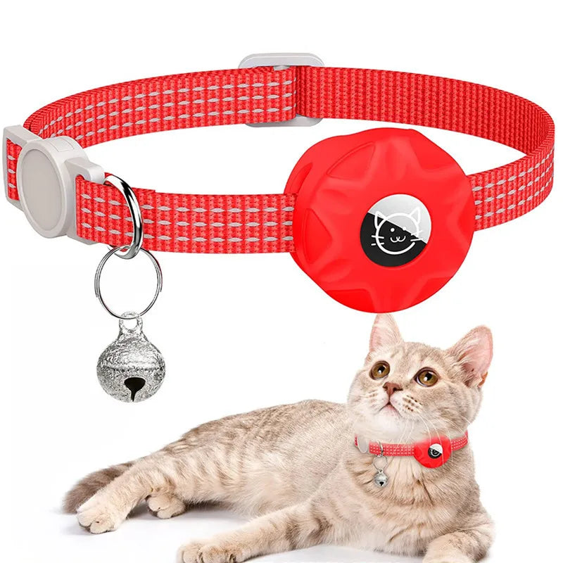 Airtag Katzenhalsband Positionierung Tracker Silikonhülle Dreidraht Reflektierende Tasche Glocke Hund Haustier