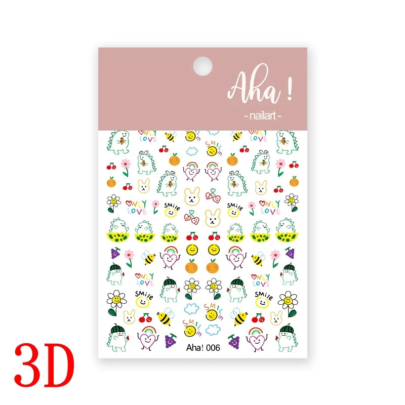 1Pc 3D Cartoon Nette Katze Nagel Kindliche Aufkleber Nette Kitty Welpen Hund Selbstklebende Nail art Haustier Tiere Maniküre schöne Aufkleber *