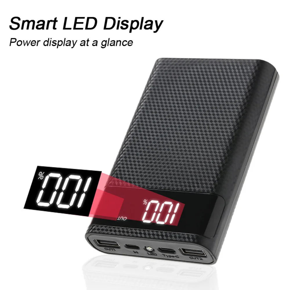 4x18650 DIY Power Bank Box 15000mAh Superschnelle Ladebox mit Digitalanzeige für BC1.2 für iPhone für Samsung