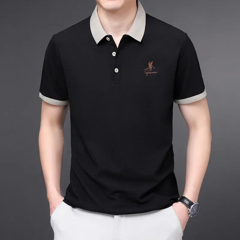 Herren bestickte Casual Fashion Kurzarm Polos hirt Sommer bequemes Top