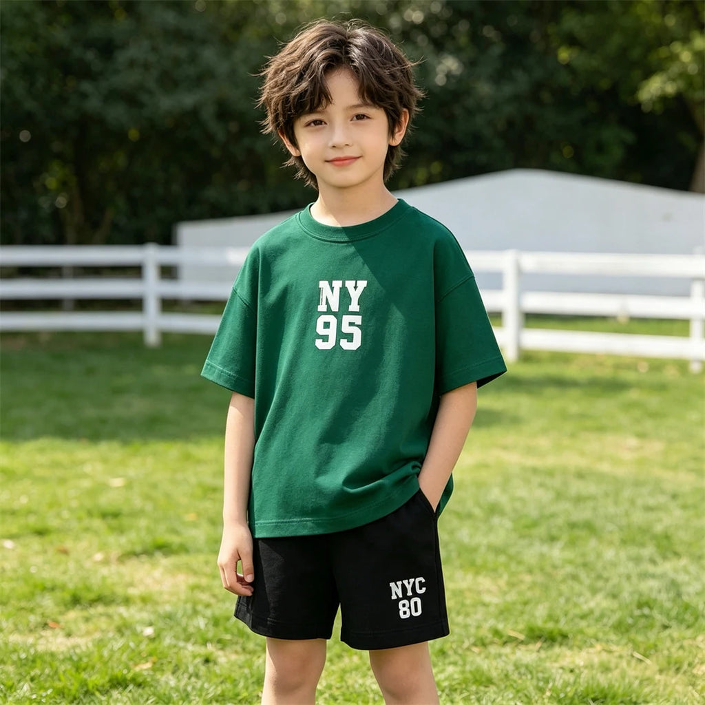 Sportliches Freizeit-Set Sommer Jungen Outfit Kurzarm Trainingsanzug Neues T-Shirt+Shorts 2-teiliges Set 2026 Kinder Einfache Modische Kleidung