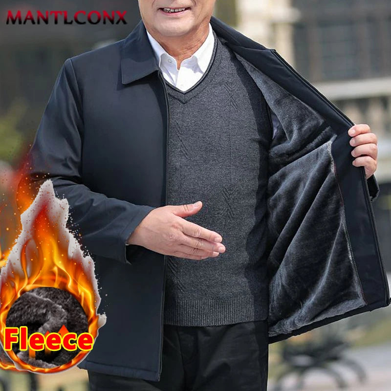 Dicke Fleece Warme Herren Winterjacke Winddicht Herren Wintermantel Fleece Blazer Herren Herbst Windschutz Casual Business Mantel L-3XL