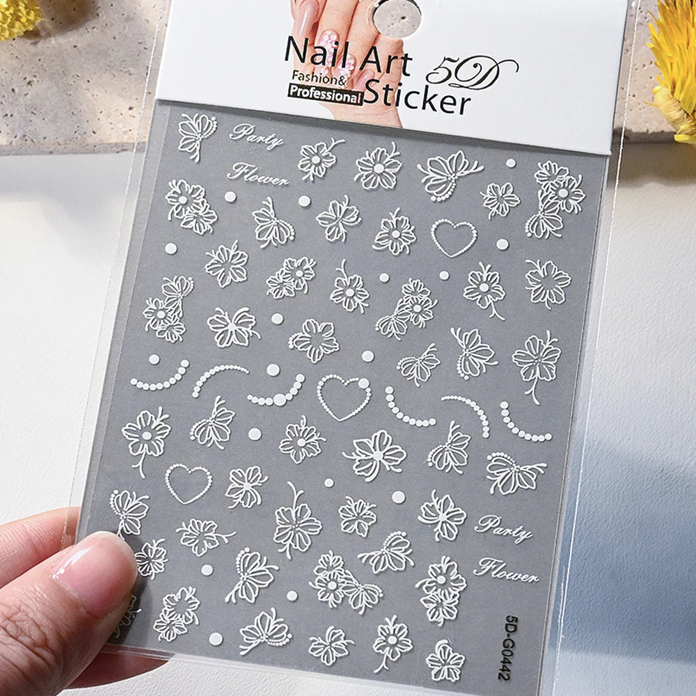 1 Stück 3D Lavendel Blumen Aufkleber für Nägel Frühling Sakura Blumenblätter Selbstklebende Slider Abziehbilder Kunst Maniküre für Dekoration