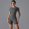 Yoga-Set für Damen, Sport-Kurzarmshirt mit hochtaillierten Leggings, Lauf- und Jogging-Trainingskleidung, Sport-Fitness-Gym-Sets