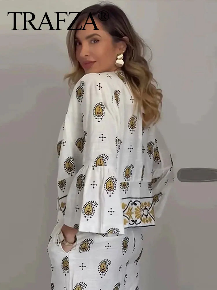 HH Frauen Mode Gestickte Hose Sets Langarm Strickjacke Mantel Top Gerade Breite Bein Hosen Weibliche Y2K High Street Outfit