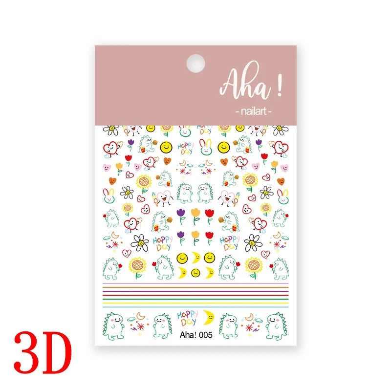 1Pc 3D Cartoon Nette Katze Nagel Kindliche Aufkleber Nette Kitty Welpen Hund Selbstklebende Nail art Haustier Tiere Maniküre schöne Aufkleber *