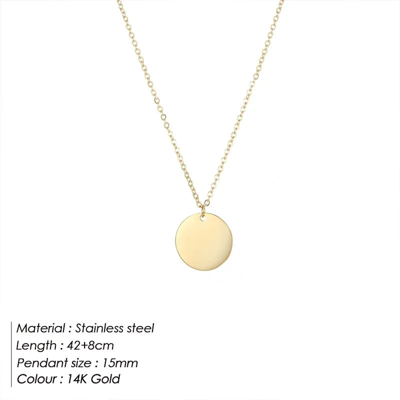 EManco Damen Einfache Runde Anhänger-Halskette Edelstahl Schlüsselbein-Kette Lange Kette Modeschmuck Statement Geschenk für Mädchen