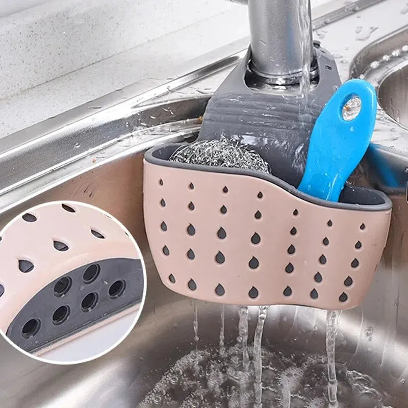 Hause Lagerung Ablauf Korb Küche Waschbecken Halter Einstellbare Seife Schwamm Shlf Hängen Ablauf Korb Tasche Küche Zubehör