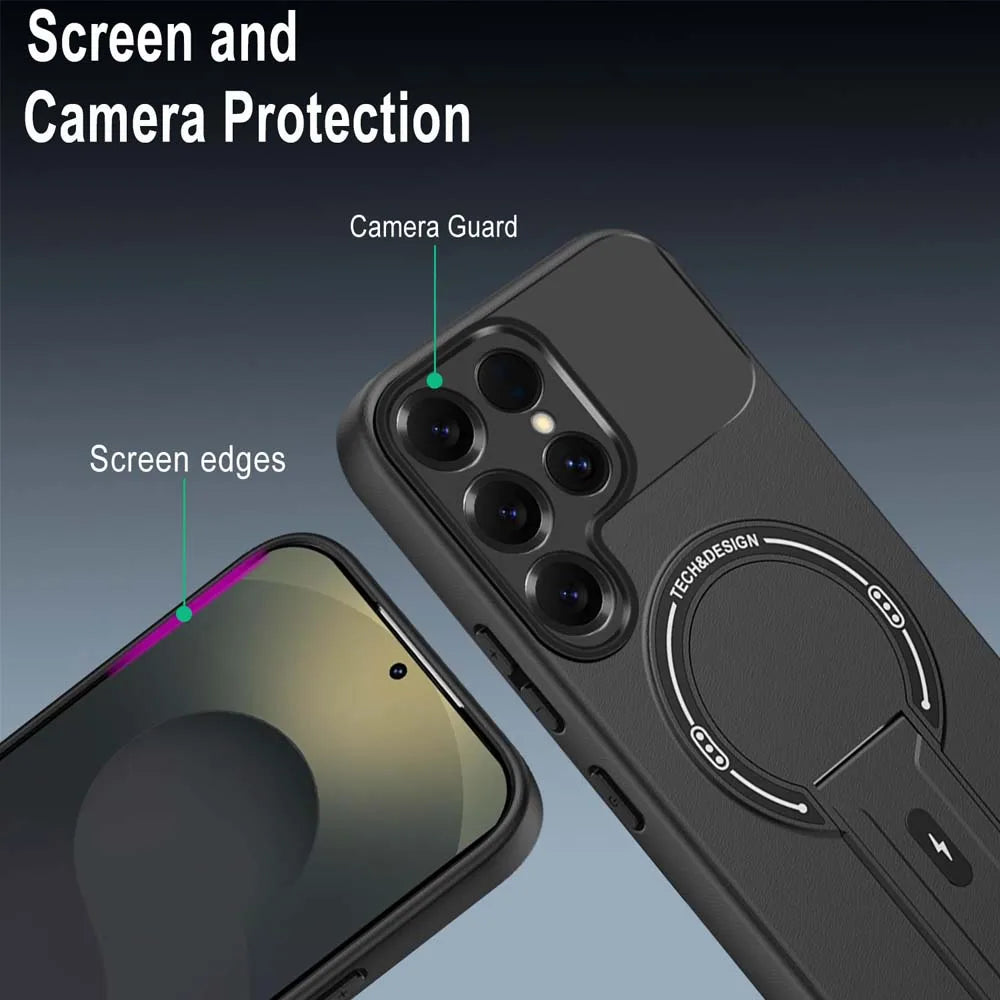 Fall für Für Samsung Galaxy S26 S25 S24 Plus S23 S22 Ultra S25Edge S25FE S24FE Matte Rüstung Ständer Halter Zurück Abdeckung Fundas