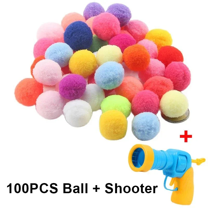 Katze Spielzeug Automatische Ball Launcher Training Spielzeug Für Haustier Kätzchen Kreative Mini Schießen Pistole Spiele Stretch Plüsch Spielzeug Pet Liefert