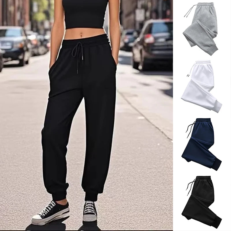 Reine Farb-Jogginghose für Damen, ganzjährig, täglich, lässig, sportlich, Joggerhose, hochwertige Damen-Hose für Zuhause, Outdoor, Komfort