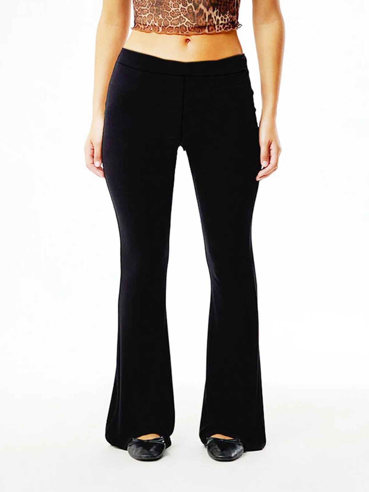 2026 Minimalistische Elegante Schlaghose für Damen Normale Taille Atmungsaktiv Schlankheitsfördernd Schwarz Büro Casual