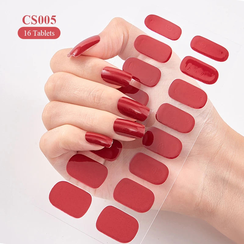 Roter Farbverlauf, backfreie Nagelaufkleber, langlebige Nagelstreifen, Patch-Schieber, vollständiger Abdeckungsaufkleber, selbstklebend, einfache Vollwickel
