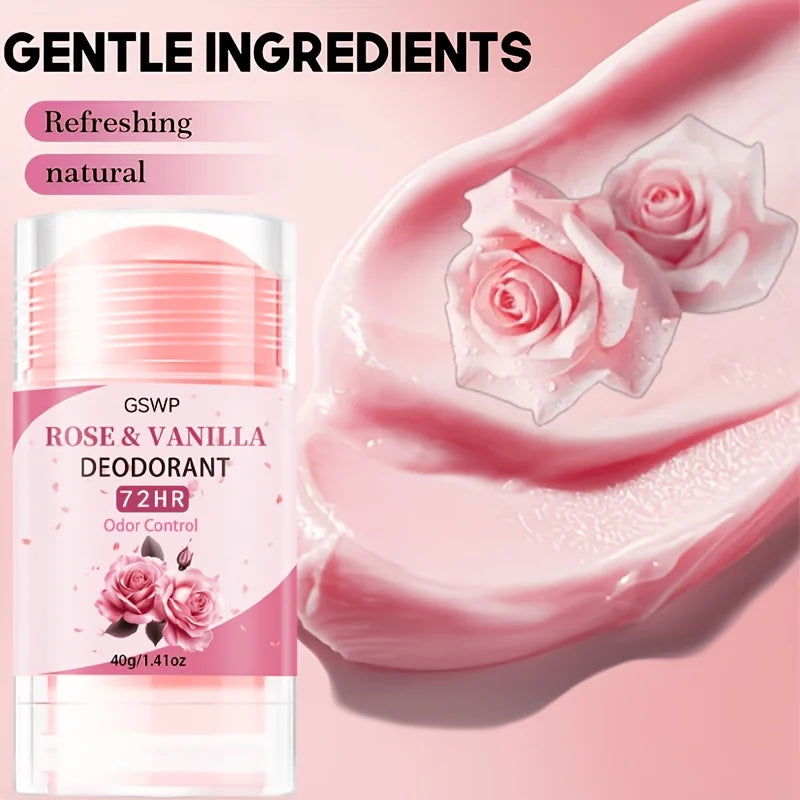 GSWP Rosen- und Vanille-Deodorant, mit einem 72-Stunden-Duft, der den ganzen Tag anhält. Langanhaltender Geruchsschutz. 40g/80g
