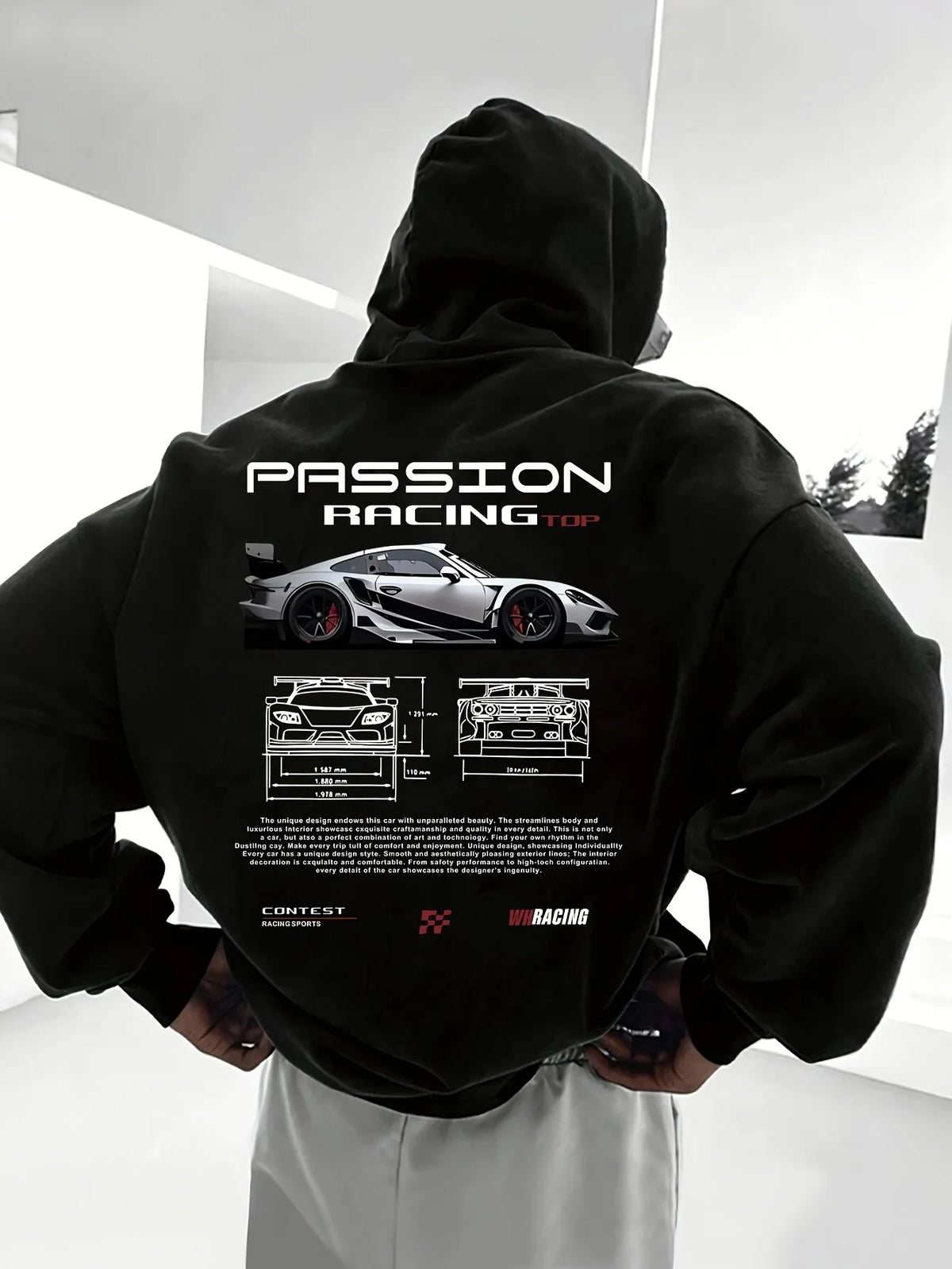 Herren Herbst/Winter Locker Sitzender und Vielseitiger Kapuzenpullover mit Buchstabendruck, Fleece, Outdoor-Warm, Street-Trend, Automuster