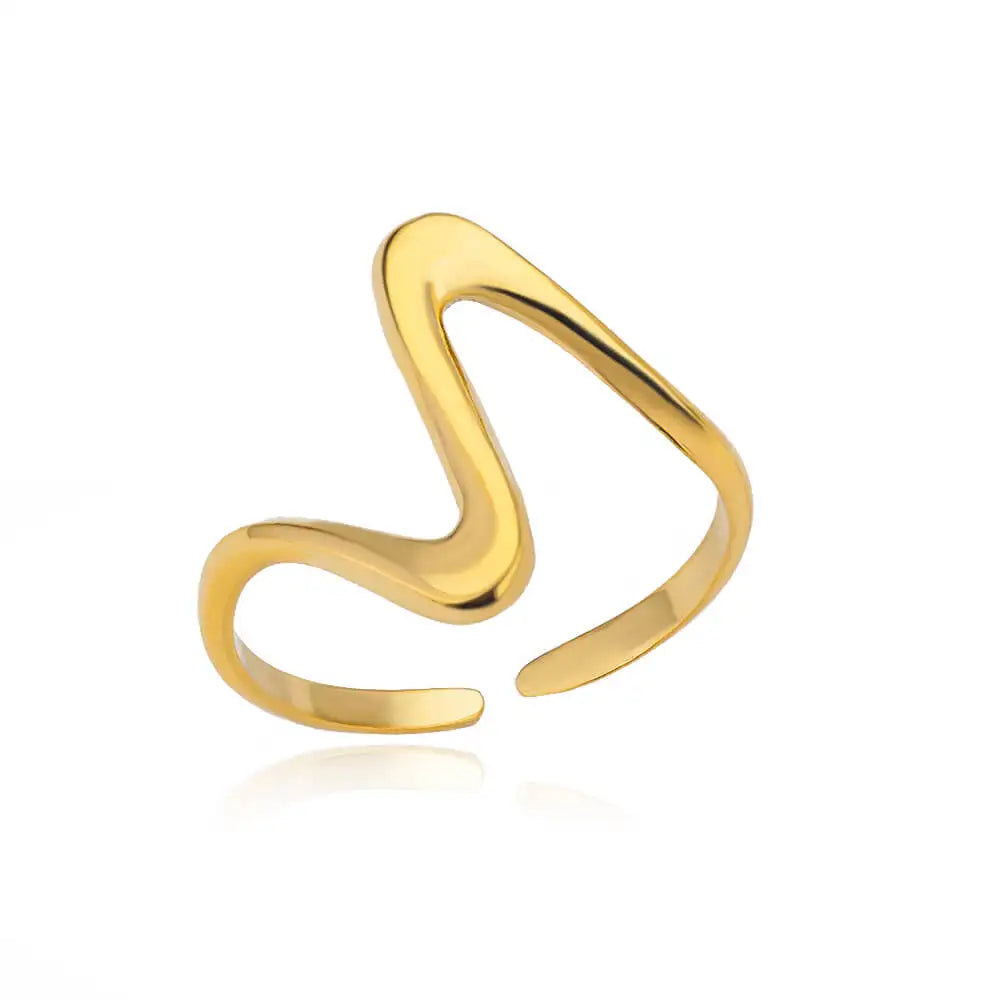 Edelstahl Ringe für Frauen Gold Farbe Unregelmäßige Geometrische Offenen Ring Vintage Wasserdicht Hochzeit Schmuck Teil Zubehör Gif